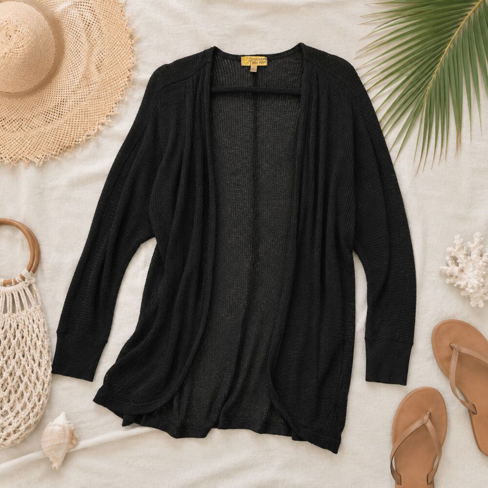 Princess Vera Wang black open front knitted cardigan, oversized flowy long line